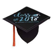 Class Of 2018 Blue Watercolor Modern Script Graduation Cap Topper Blue Gifts Style Giftidea Diy Cyo Graduation Cap Toppers Graduation Cap Tassel Toppers