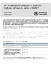 Risk Assessment And Management Of Exposure Of Health Care Workers In The Context Of Covid 19 Interim Guidance 19 March 2020