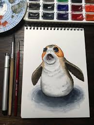 Cute Porg From Star Wars The Last Jedi Porg Starwars Thelastjedi Porgs Illustration Star Wars Art Star Wars Painting Star Wars Drawings
