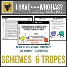I Have Who Has Vocabulary Game For Schemes And Tropes Ap Literature And Composition Vocabulary Games Vocabulary Grammar Games