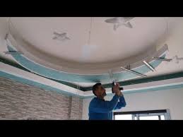 تركيب ديكور إنارة من الجبسم بورد مع بحرة هلال Youtube Ceiling Design Ceiling Lights Track Lighting