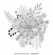 Flower Doodle Vector Coloring Page With Doodle Flowers Vector Flower Doodles Floral Embroidery Patterns Pattern Coloring Pages