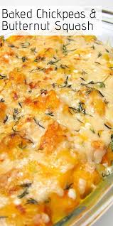 Baked Thanksgiving Chickpeas With Butternut Squash Vegetarian Casserole Vegetarian Thanksgiving Thanksgiving Recipes