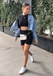 Black Biker Shorts Outfit Pinterest Women S Bicycle Shorts Trend Looks To Copy 2019 In 2020 Fashion Inspo Outfits Short Outfits Cute Casual Outfits