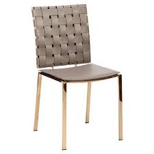 Interlude Bliss Modern Woven Taupe Leather Side Chairs Leather Side Chair Woven Chair Dining Chairs
