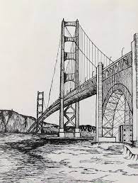 Golden Gate Bridge By Carol Nistle Architecture Drawing Art Landscape Drawings Perspective Drawing Architecture