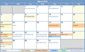 March 2016 Calendar With Holidays As Picture Calendar March November Calendar Printable Calendar 2016