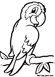 Free printable kids jungle animals coloring books. Printable Jungle Bird Parrot Coloring Pages