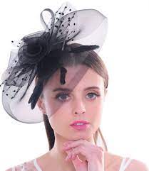 Top Hat Feather Fascinator Polka Dot Mesh Net Hair Clip Fascinator Feather Fascinators Hair Clips