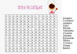 Kits de juegos de bingo y letras revueltas para imprimir. Shower Baby Crucigrama Juegos Para Baby Shower Nina Para Imprimir