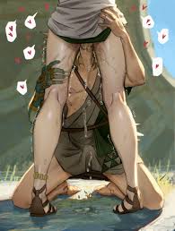 Rule 34 Dev - 1boy 1girl archaic_set_(zelda) ass_grab asymmetrical_clothes  bare_legs barefoot between_legs bulge clothes_lift cunnilingus dress  dress_lift erection erection_under_clothes face_in_crotch from_below  hand_on_anothers_ass ...