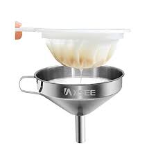 Whether you're rinsing veggies or quickly sifting dry ingredients, this handy kitchen strainer makes it simple and easy. Iaxsee 5 Inch Stainless Steel Funnel With Fine Strainer Nylon Mesh Strainer For Sieving Foods And Cooking Funnel Transferring Of Liquid Dry Ingredients Silver 5 Inch Funnel With Strainer Pricepulse