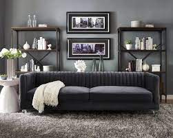 Tov furniture, cedarhurst, new york. Tov Furniture Modern Aviator Grey Velvet Sofa Living Room Decor Gray Furniture Modern Grey Living Room