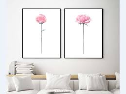 Peonies Wall Art Set Pink Peonies Wall Art Set Of 2 Peony Etsy In 2020 Wall Art Sets Flower Wall Art Sunflower Wall Art