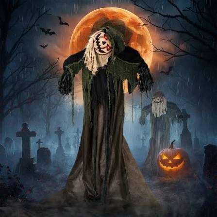 Ubesgoo 6' Crooked Pumpkin Man Animated Halloween Decoration Creepy Halloween Animatronics, Halloween wizard, Stand, Men's, Size: 5.7', Brown