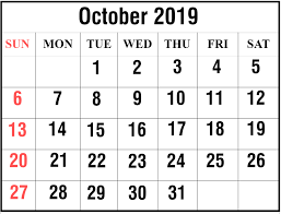 Printable October 2019 Calendar Monthly Planner 12 Month Printable Calendar Calendar Printables Calendar Template 2019 Calendar