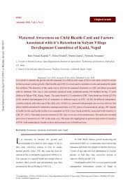 Pdf Maternal Awareness On Child Health Card And Factors