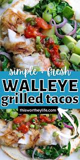 Walleye catch and cook is here! Grilled Walleye Tacos Simple Taco Recipe In 2021 Grilled Walleye Easy Taco Recipes Fish Tacos Recipe