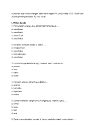 Soal essay dan jawaban tentang peredaran darah. Doc Kumpulan Soal Latihan Ulangan Semester I Mapel Ipa Untuk Kelas 5 Sd Ega Pratama Academia Edu