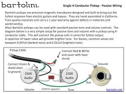 In his original diagram, he opted to do a traditional volume pot wiring and to add treble bleeds on both volumes potentiometers. Wiring Diagrams Bartolini Pickups Electronics