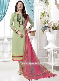 Sea Green Salwar Suit With Peach Dupatta