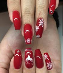 Tis the season to be jolly and to paint your nails for the candy cane trolley! Matte Red Christmas Acrylic Nails Matte