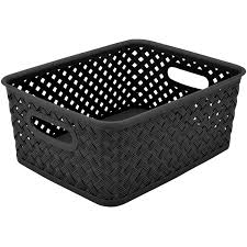 Black and white basket clip art image. Simplify Resin Wicker Storage Bin Tote Basket Weave Small Black 10x8x4 Walmart Com Walmart Com