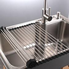 Latest rfl kitchen organizer/plate rack/s.s steal dish rack price /এস এস ষ্টীলের প্লেট র‍্যাকের দাম. Premiumracks Stainless Steel Over The Sink Dish Rack Roll Up Durab