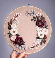 This design is continuous line embroidery that can be used alone or as part of an edge to edge pattern. Embroidery Discover Pdf Pattern Video Tutorial Spring Honey Floral Wreath Di Sewing Embroidery Designs Embroidery Flowers Pattern Embroidery Patterns Vintage