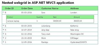 Implementing Nested Web Grid In Asp Net Mvc5 Web Grid Web Application Grid