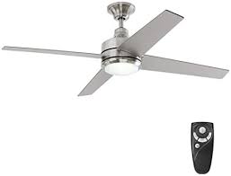 Three blades are set to a full 22° pitch to maximize air movement. Mercer 52 In Led Indoor Brushed Nickel Ceiling Fan Ceiling Fans Amazon Canada