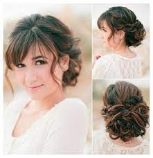 21 Most Beautiful Wedding Hairstyles With Bangs Short Hair Ideas Styling With Bangs Shorthairideas Wavy Wedding Hair Bridal Hair Updo Wedding Hairstyles