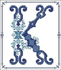 Patterns increase in size as they go down the page. Decorative Blue Alphabet K By Pinoystitch