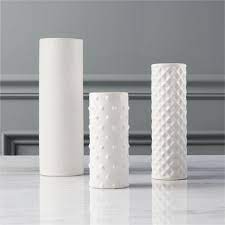 Shop 3 Piece Hat Trick Vase Set Dot Diamond And Micro Grid Textures Emerge On A Textural Trio Of Matte White Stoneware Cylinders Vase Set Modern Vase Vase