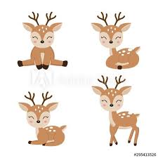 Draw the front of the remaining foreleg using a curved line, and enclose the toes with overlapping u shaped lines. Cute Deer Cartoon In Different Poses Deer Cartoon Baby Deer Art Cute Cartoon Wallpapers