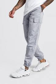 Buy womens joggers online at best price in india. Nylon Cargo Joggers With Bungee Hem Boohooman