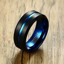 Matching Black And Blue Wedding Rings Black And Blue Two Tone 8mm Tungsten Wedding Band Menmens Etsy In 2020 Promise Rings For Guys Blue Tungsten Ring Morganite Engagement Ring Rose Gold