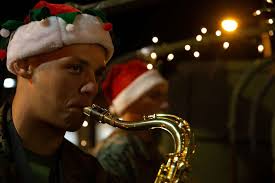 U.S. Marine Corps Cpl. Ethan Roquemore, a saxophonist