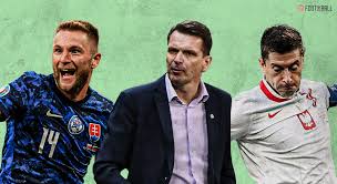 Slovakia get the ball rolling on the whistle of match referee ovidiu hategan, their players wearing blue shirts, black shorts and black socks. Drmr5kptlvei M