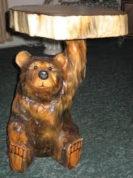 End Table Bear Carving Detailed Paintings Cozy Mysteries
