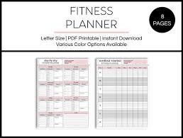 Fitness Planner Progress Chart Fitness Log Nutrition Log Workout Planner Running Log Printable Planner Pdf Instant Download