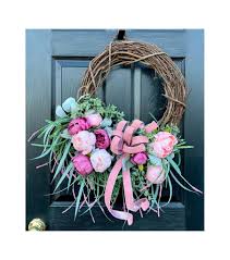 Spring Peony Wreath for Front Door, Summer Lambs Ear Pink Floral Everyday  Wreath, Mothers Day Gift, Cottage Chic, English Garden Wreath,