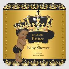 Royal Prince Baby Shower Black Gold Ethnic Sticker Zazzle Com