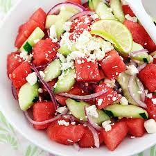 watermelon cucumber feta salad recipe salads with seedless watermelon cucumber purple onion feta cheese crumbles honey fresh lime rezepte essen lecker