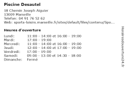 Á Piscine Desautel Horaires D Ouverture 18 Chemin Joseph Aiguier A Marseille