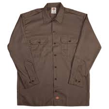Dickies 574 Long Sleeve Dark Brown Work Shirt Billion Creation