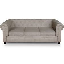 Vous ne vous lasserez pas de votre nouveau canapé 3 places en velours, c'est un modèle classique qui s'adapte à tous les. Canape 3 Places Chesterfield Effet Lin Beige Pas Cher British Deco