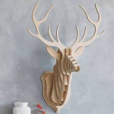 Decoration Murale Bois A Faire Soi Meme Trophee De Cerf En Bois Ou Carton Decoration Murale Bois Tete De Cerf Deco Tete Animaux Mural