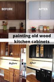 Use a brush to get into corners and detailed areas. Painting Old Wood Kitchen Cabinets Wood Kitchen Cabinets Repainting Kitchen Cabinets Kitchen Cabinets Before And After