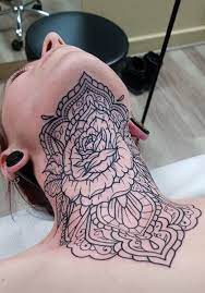 Lit Neck Tattoo Neck Piece By Subsonink Look At That Fineline Art Neck Tattoos Women Neck Tattoo Tattoos